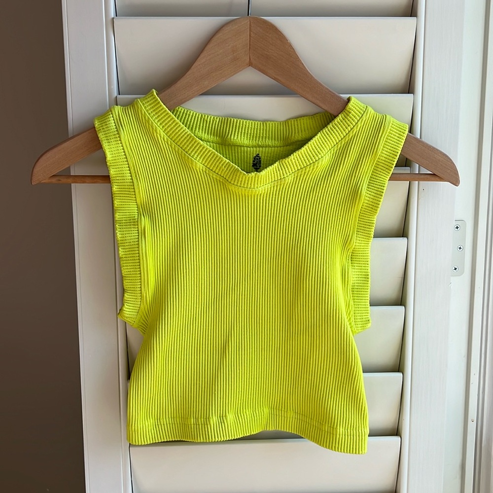 FP Movement by Free People Neon Yellow Ribbed Crop Tank